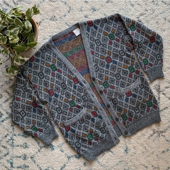 Grandpa cardigan sweater - retro knit - vintage - Picture 2 of 4